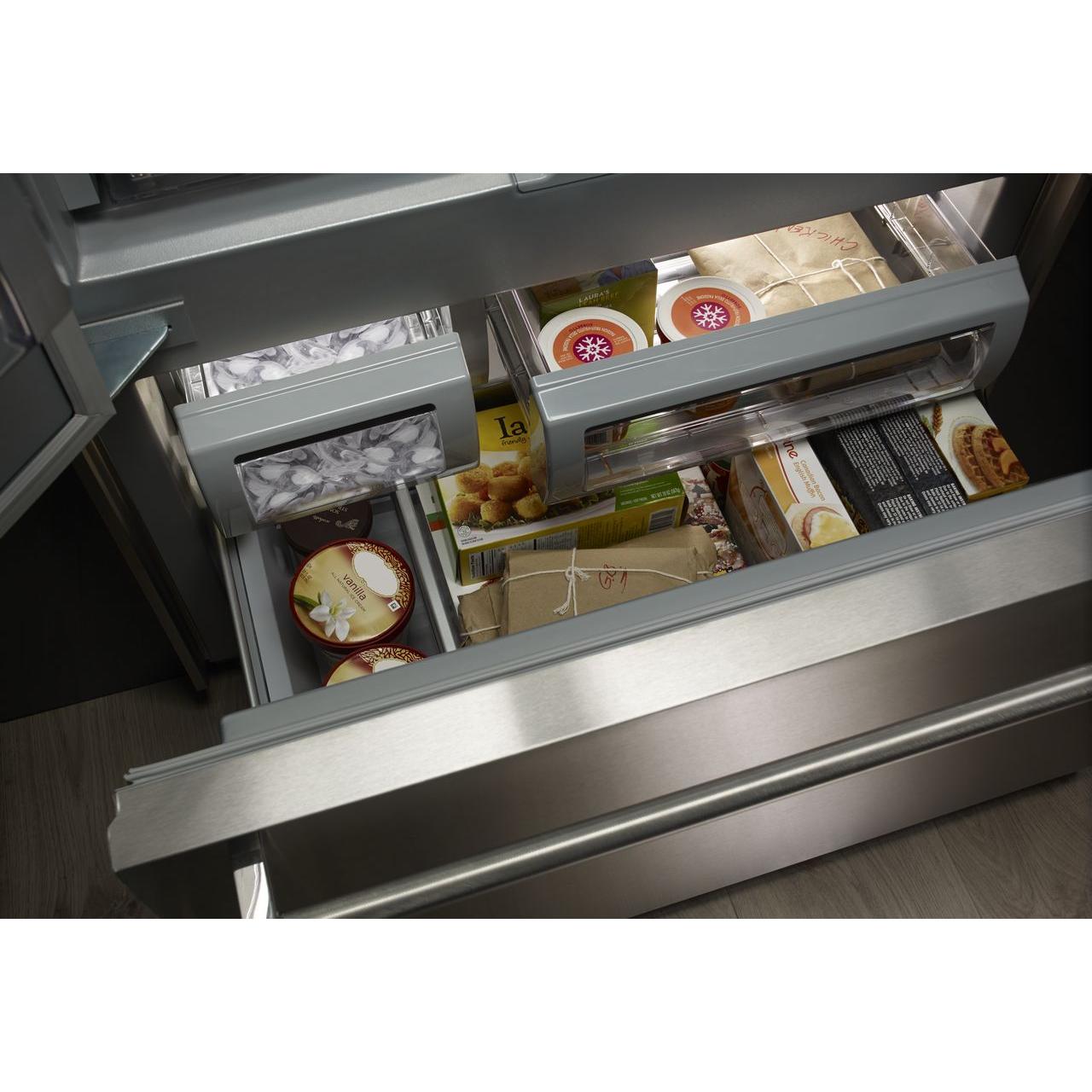 KitchenAid 43-inch, 24.2 cu.ft. Built-in French 3-Door Refrigerator with Platinum Interior Design KBFN502ESS