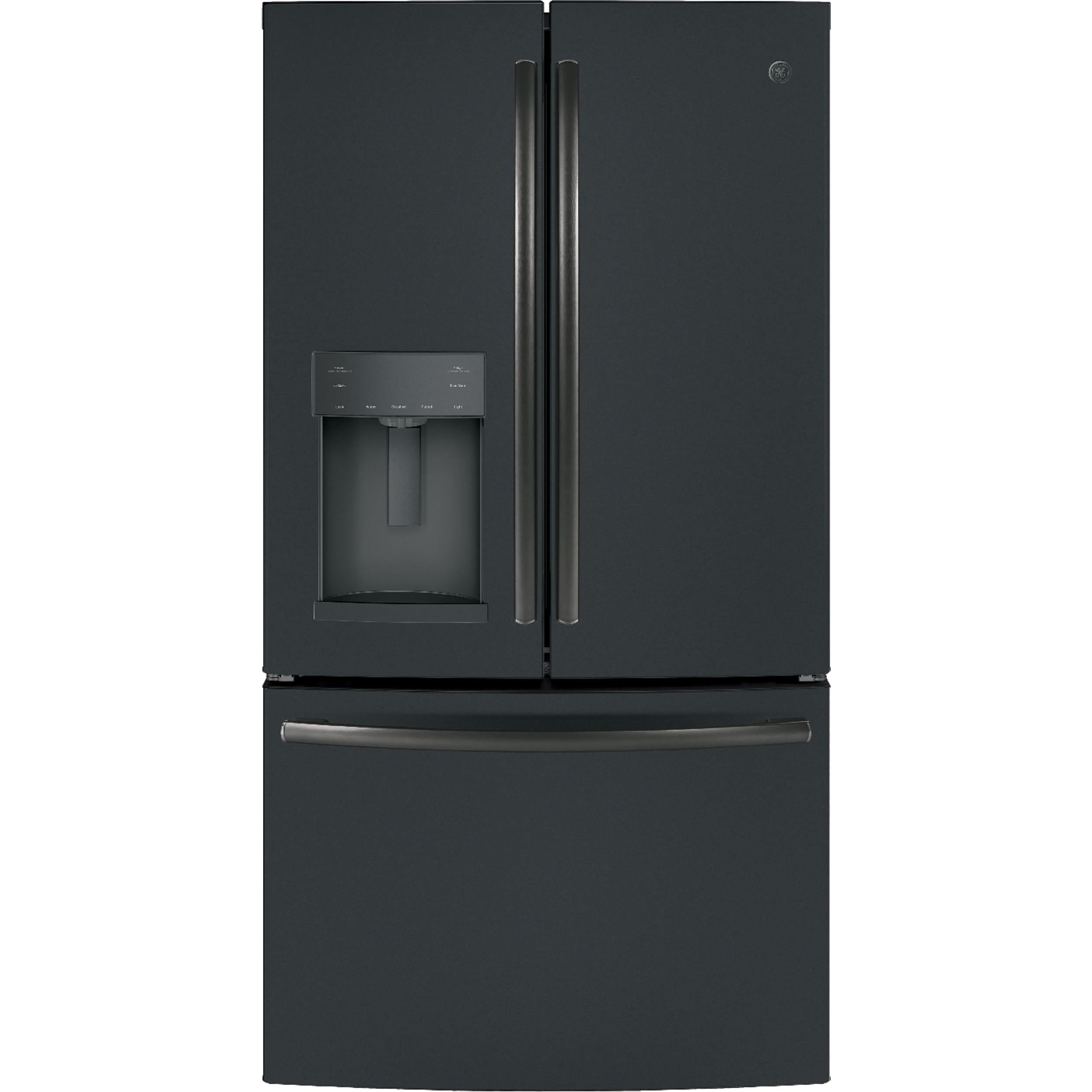 GE 36-inch, 27.8 cu.ft. Freestanding French 3-Door Refrigerator with Ice and Water Dispensing System GFE28GELDS