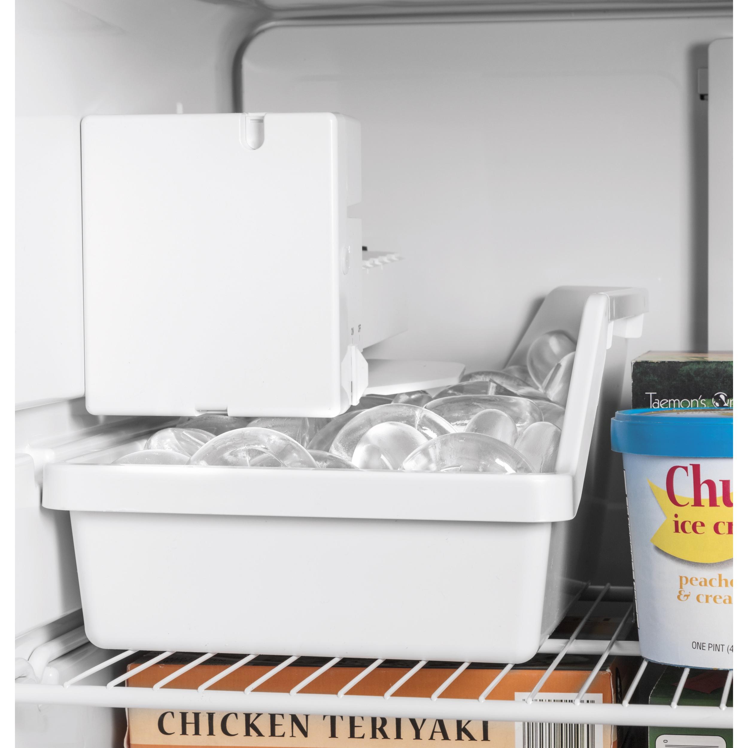 GE 17.5 cu. ft. Top Freezer Refrigerator with Factory-Installed Icemaker GIE18DTNRWW