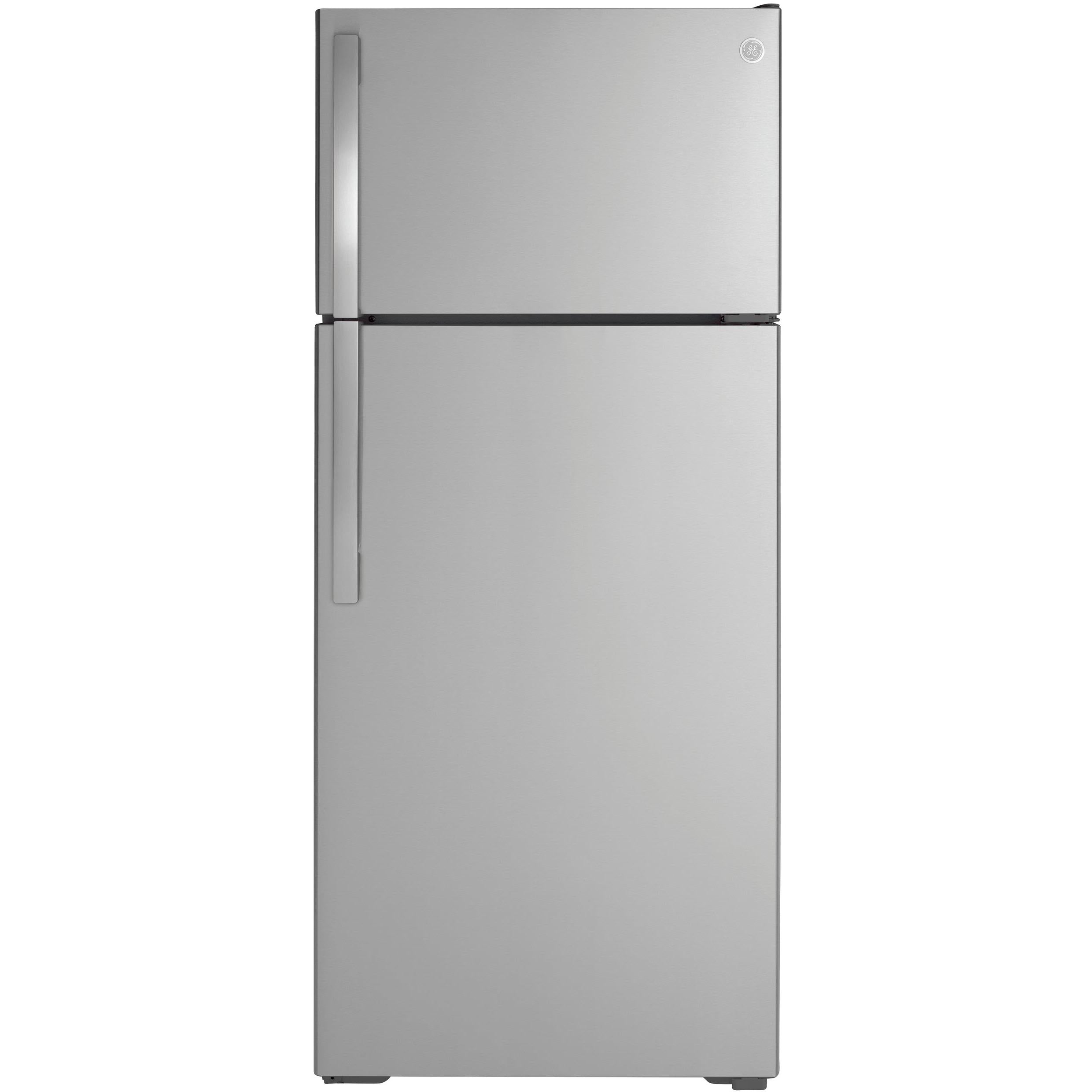 GE 28-inch, 17.5 cu.ft. Freestanding Top Freezer Refrigerator with LED Lighting GTS18GSNRSS