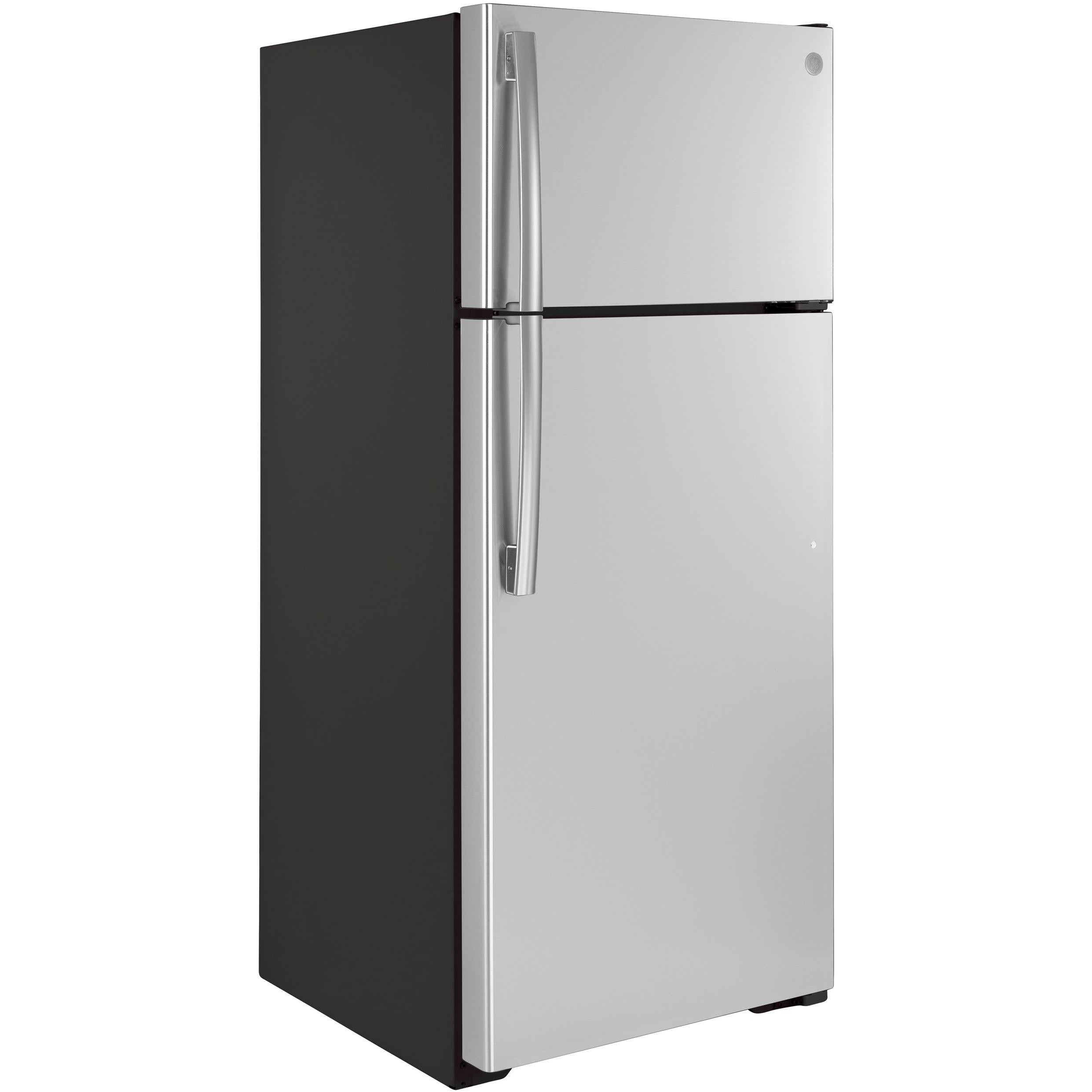 GE 28-inch, 17.5 cu.ft. Freestanding Top Freezer Refrigerator with LED Lighting GTS18GSNRSS