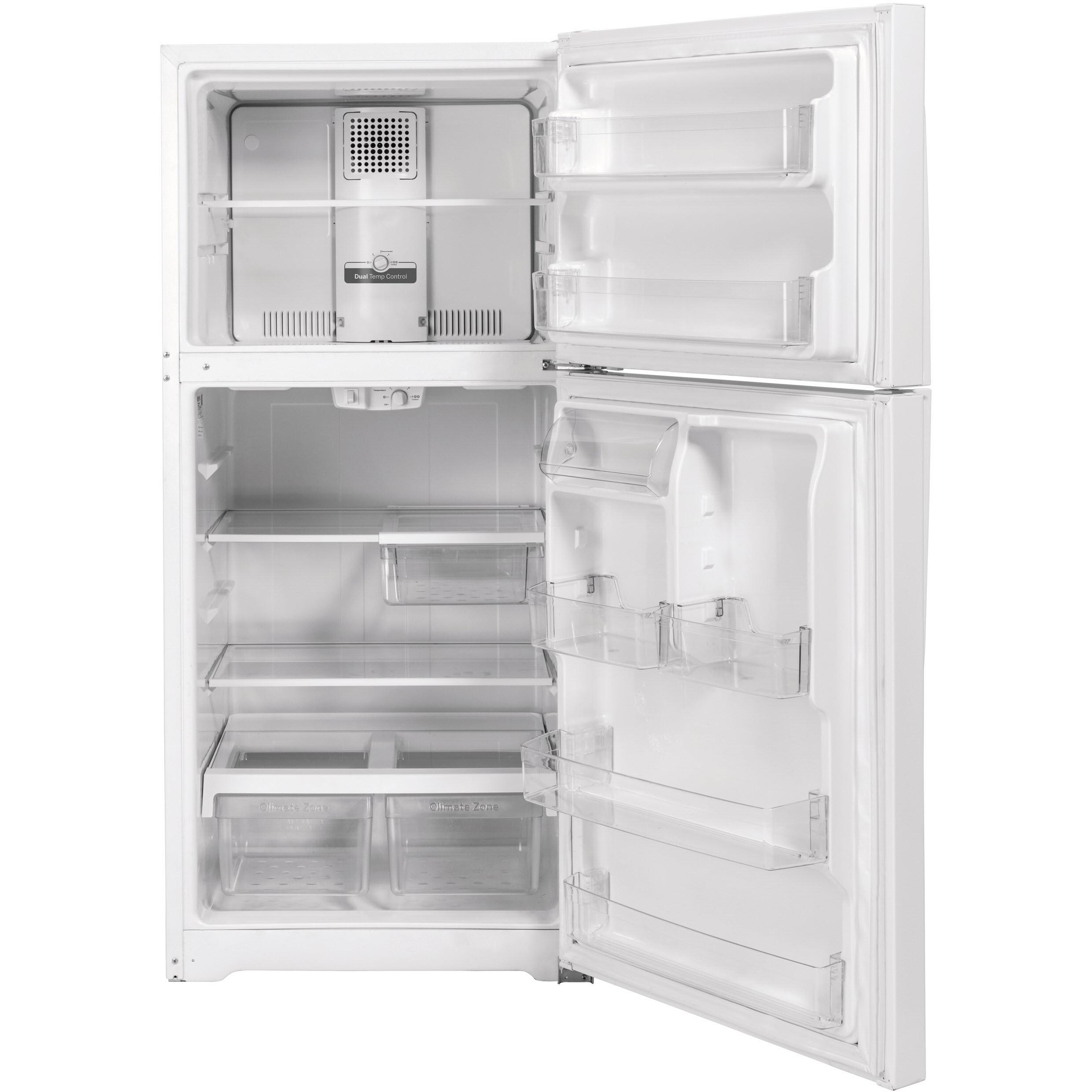 GE 33-inch, 21.9 cu.ft. Freestanding Top Freezer Refrigerator with Upfront Fresh Food Temperature Controls GTS22KGNRWW