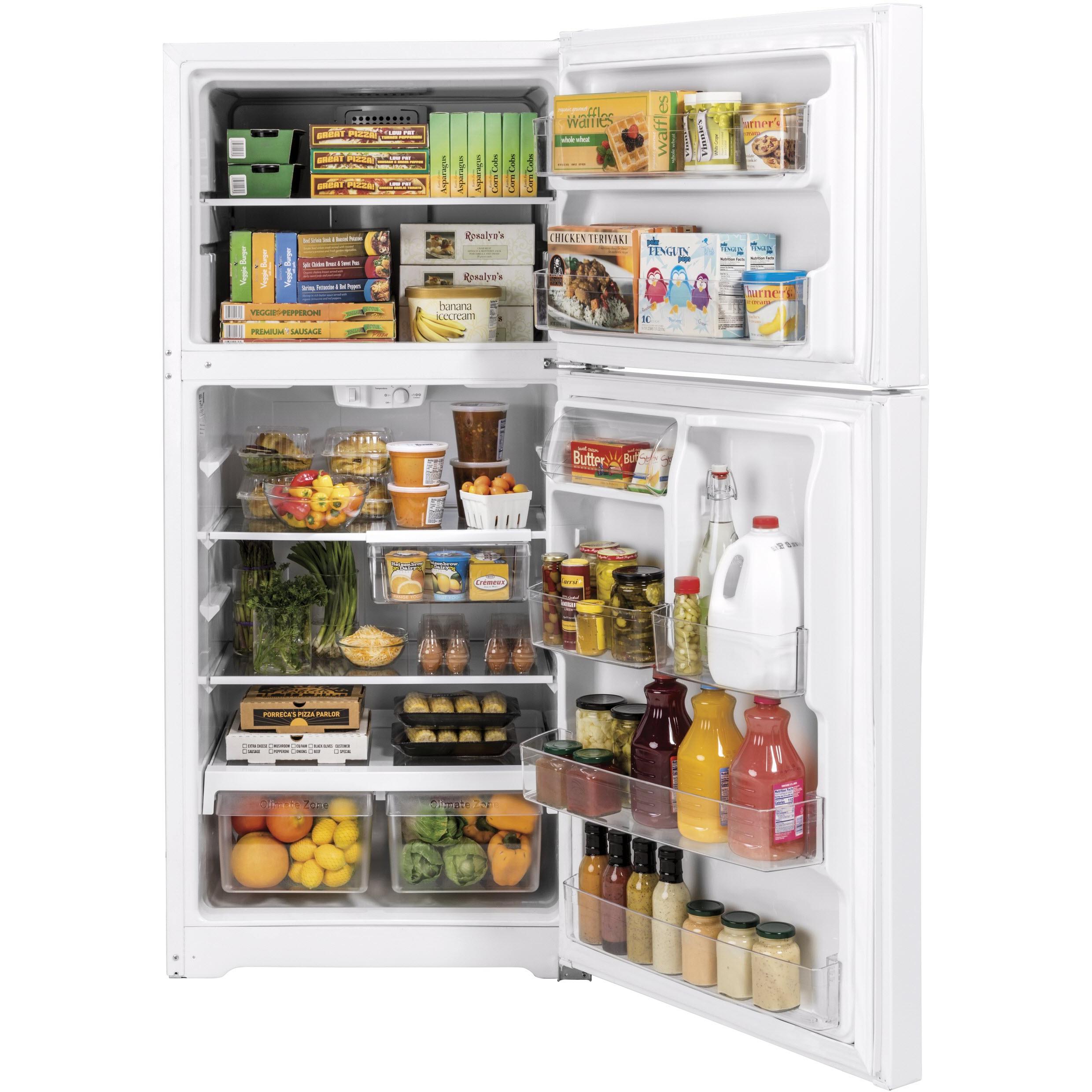 GE 33-inch, 21.9 cu.ft. Freestanding Top Freezer Refrigerator with Upfront Fresh Food Temperature Controls GTS22KGNRWW