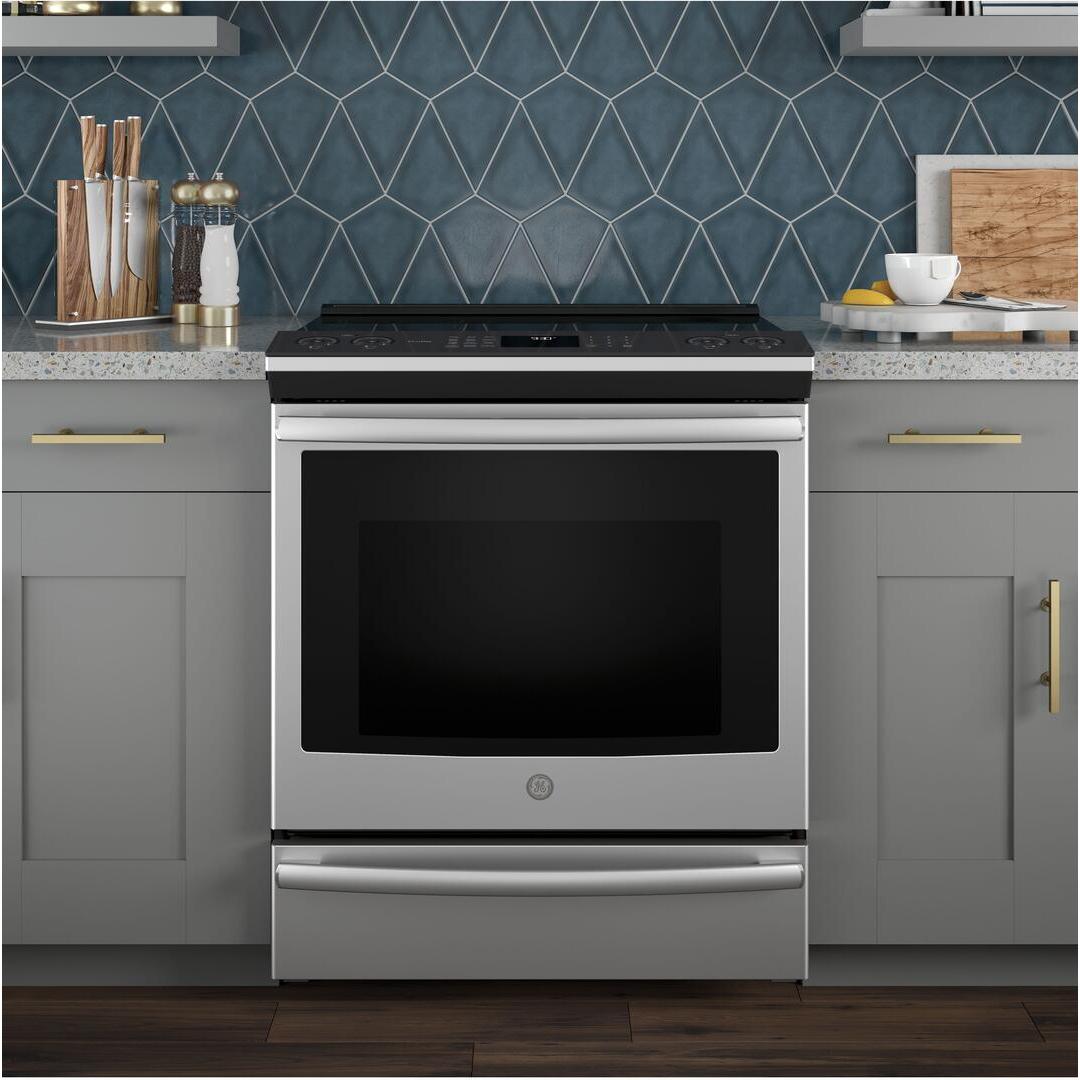 GE Profile 30-inch Slide-in Induction Electric Range with Wi-Fi Connectivity PHS930YPFS