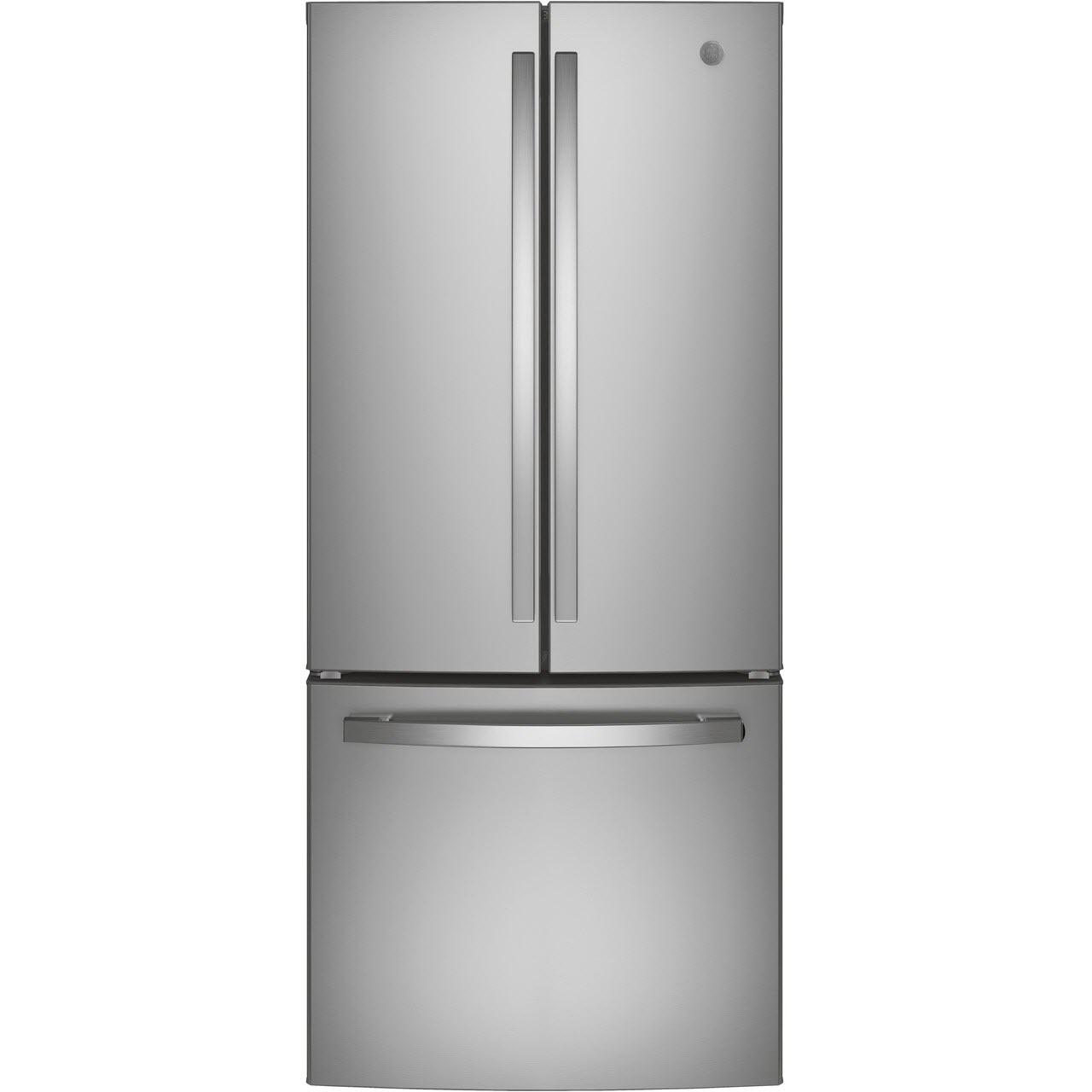 GE 30-inch, 20.8 cu.ft. Freestanding French 3-Door Refrigerator with Interior Ice Maker GNE21FYKFS