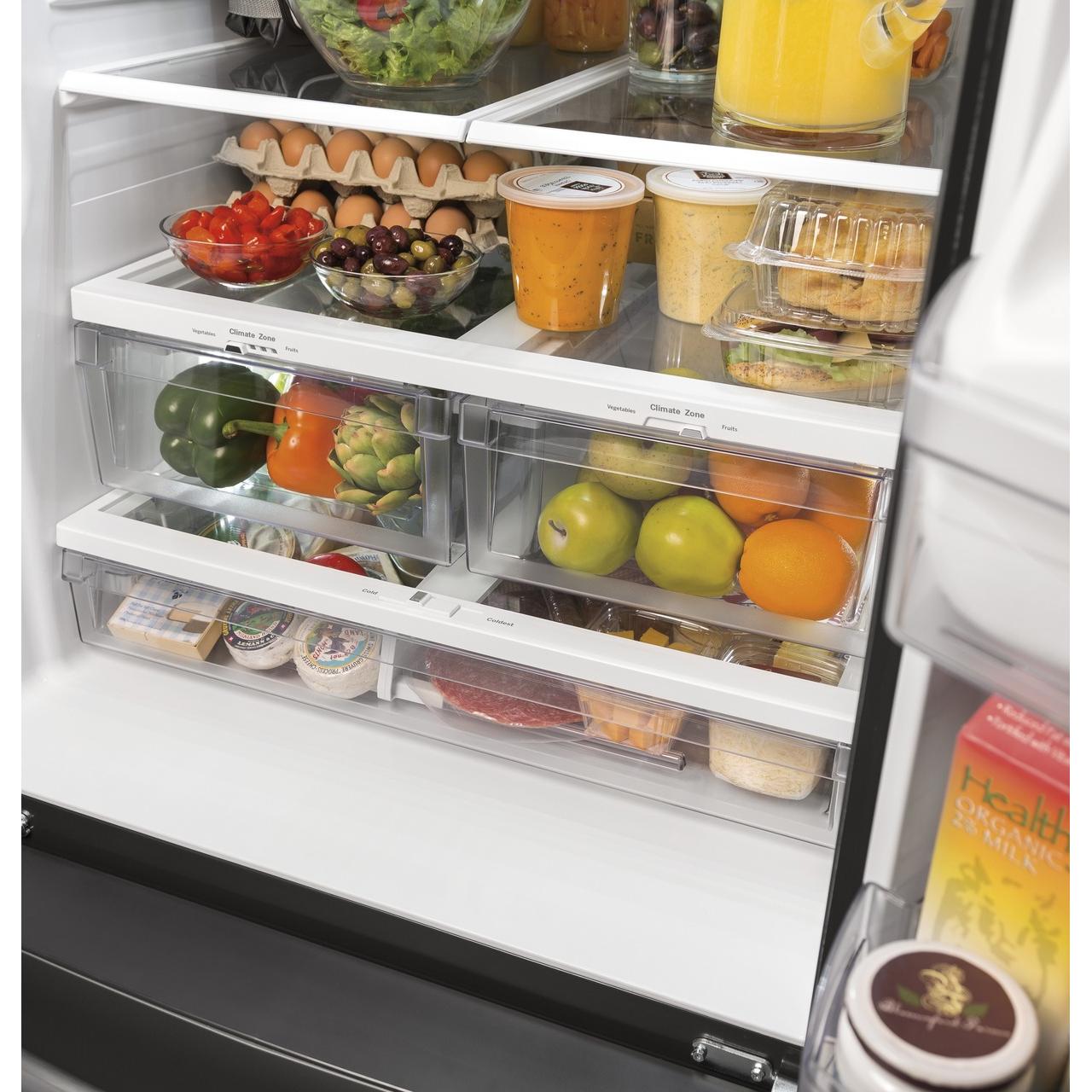 GE 30-inch, 20.8 cu.ft. Freestanding French 3-Door Refrigerator with Interior Ice Maker GNE21FYKFS