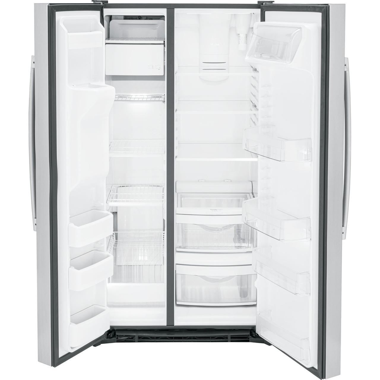 GE 36-inch 25.3 cu.ft. Freestanding Side-by-Side Refrigerator with LED Lighting GSE25GYPFS