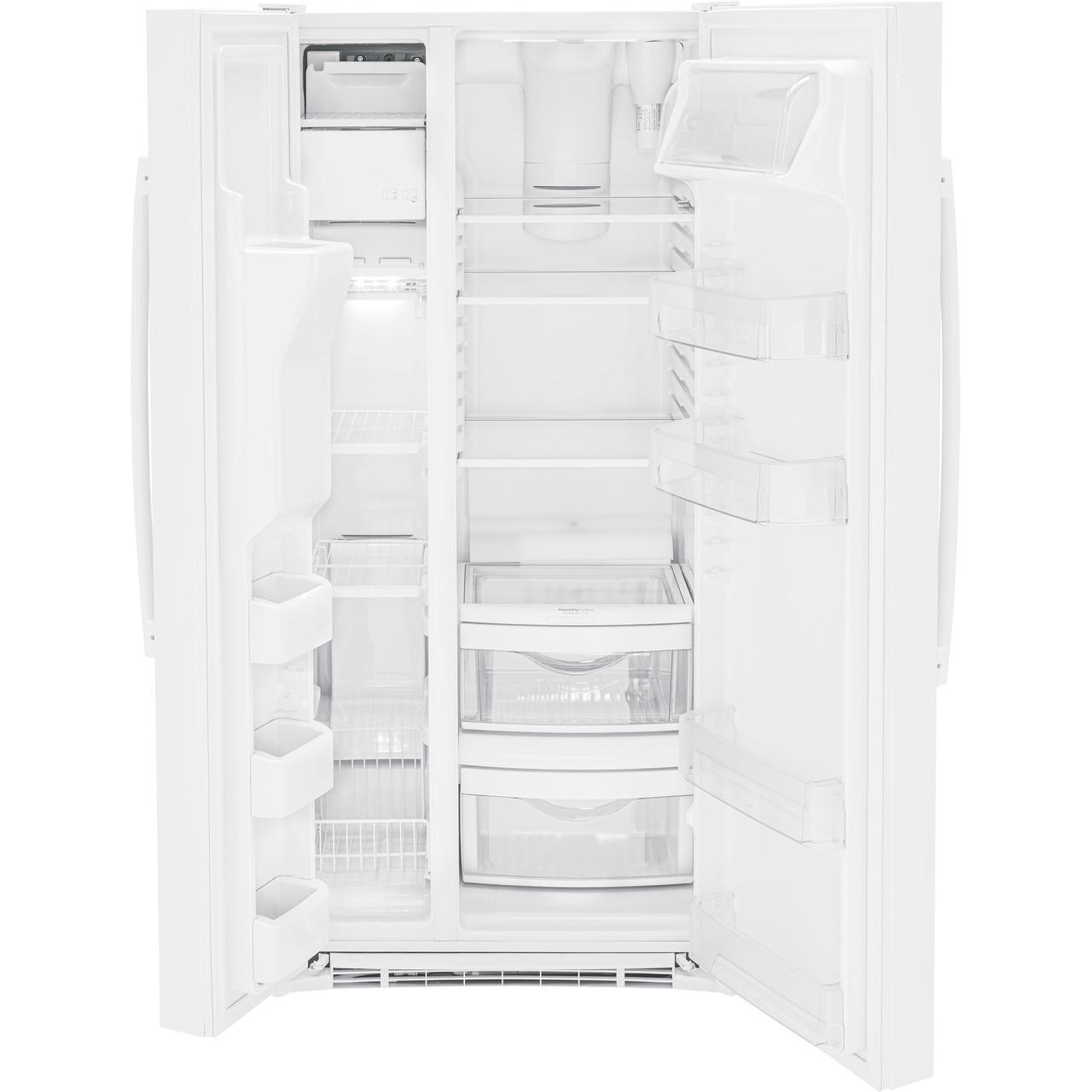 GE 33-inch 23 cu.ft. Freestanding Side-by-Side Refrigerator with LED Lighting GSE23GGPWW