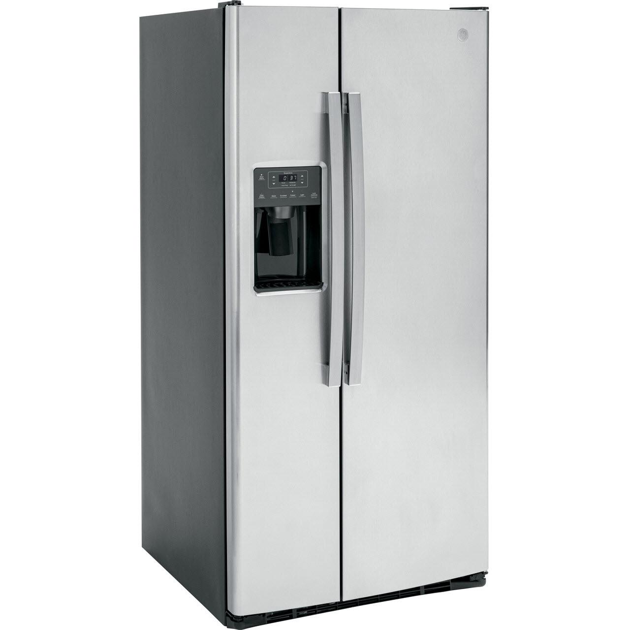 GE 33-inch 23 cu.ft. Freestanding Side-by-Side Refrigerator with LED Lighting GSE23GYPFS