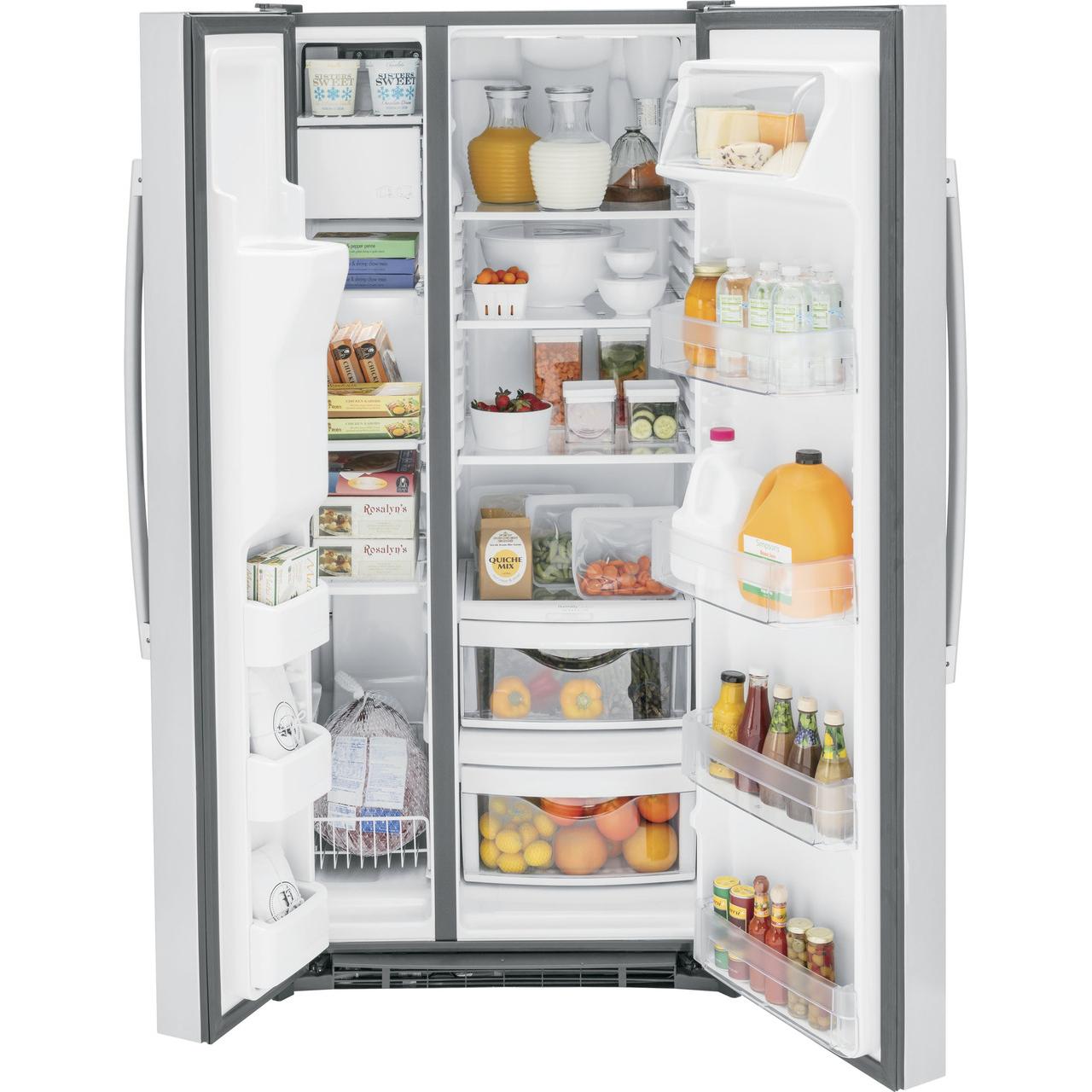 GE 33-inch 23 cu.ft. Freestanding Side-by-Side Refrigerator with LED Lighting GSE23GYPFS