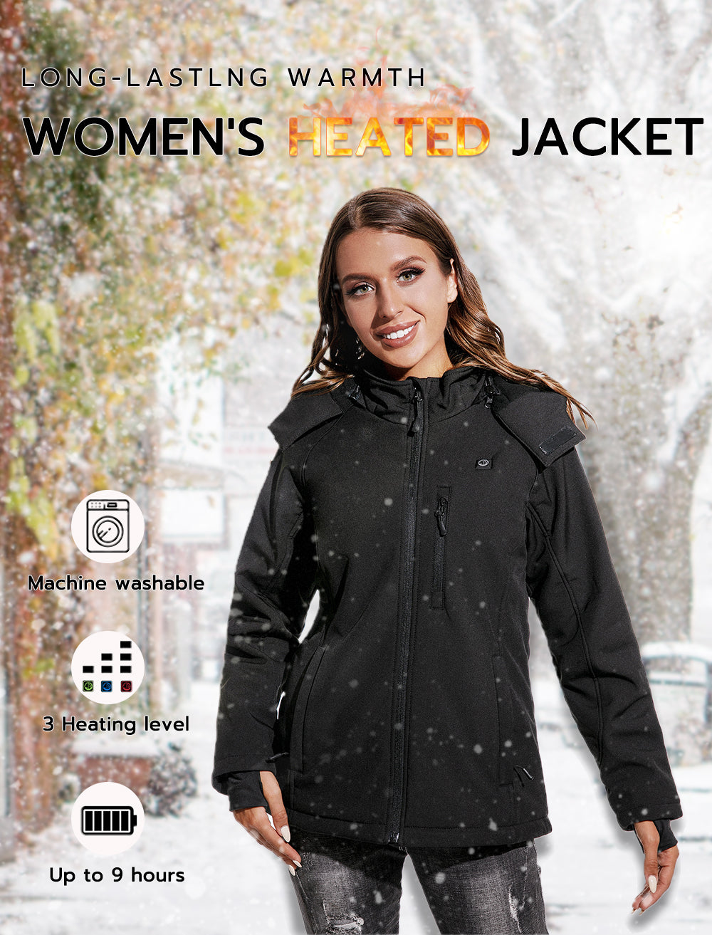 Sailwind Women's Soft Shell Heated Jacket with Detachable Hood and Battery Pack