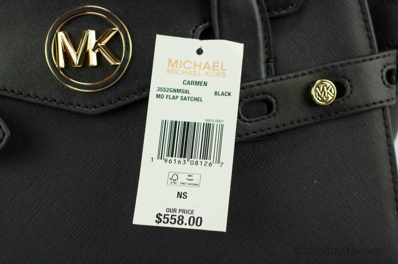 Michael Kors Carmen Medium Black Leather Satchel