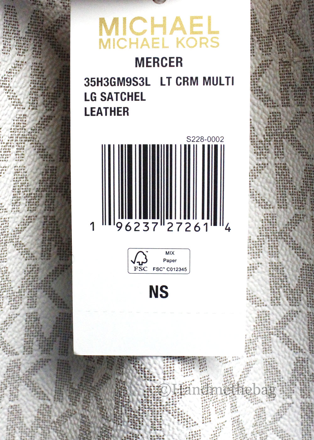 Michael Kors Mercer Large Light Cream Leather PVC Satchel