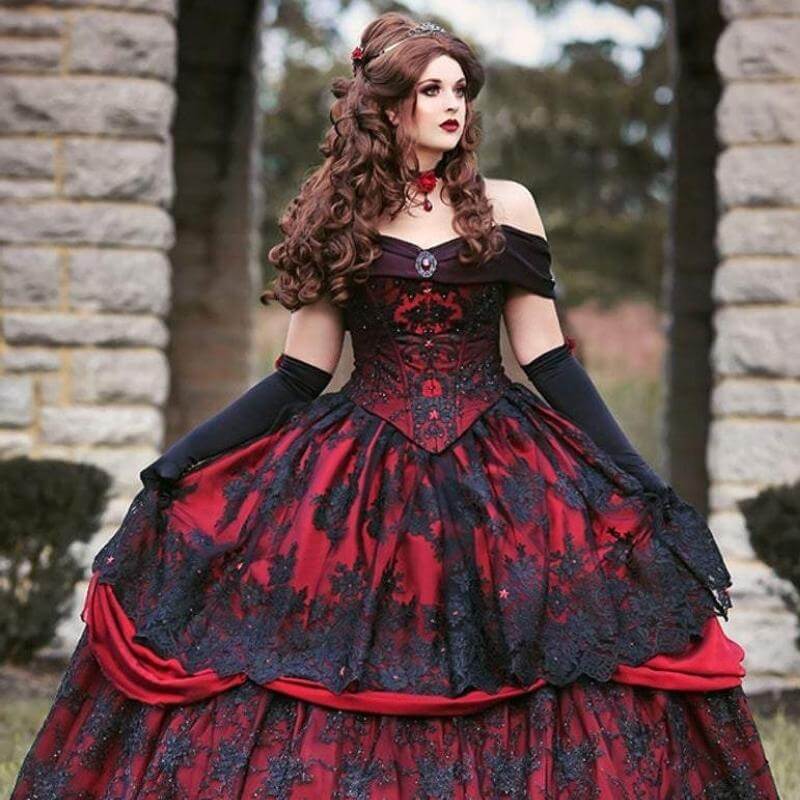 Black and Red Gothic Wedding Dress
