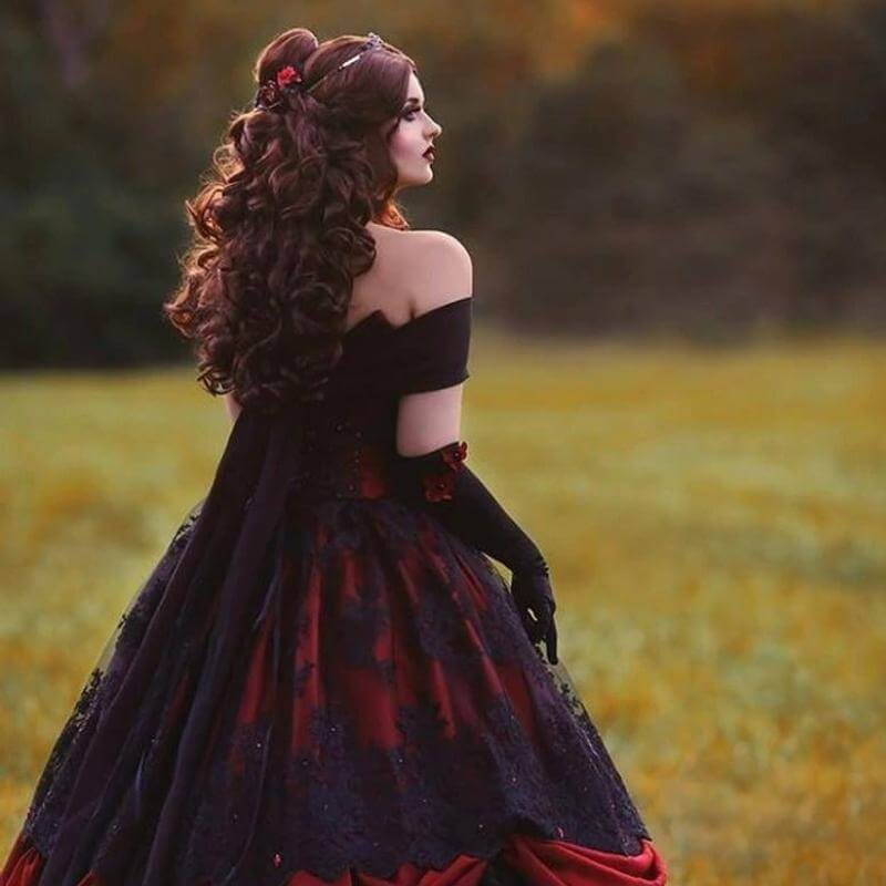 Black and Red Gothic Wedding Dress