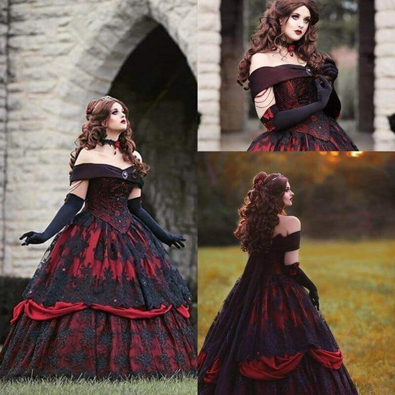 Black and Red Gothic Wedding Dress