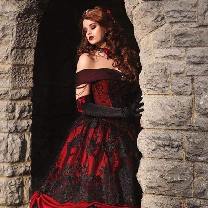 Black and Red Gothic Wedding Dress