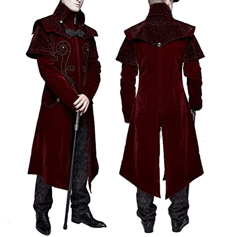 Embroidered Steampunk Long Coat
