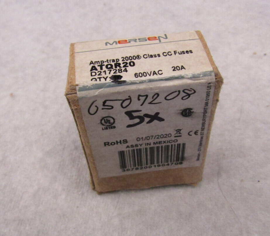 Box of 5 Mersen ATQR20 CC Fuses 20A 600VAC Time Delay