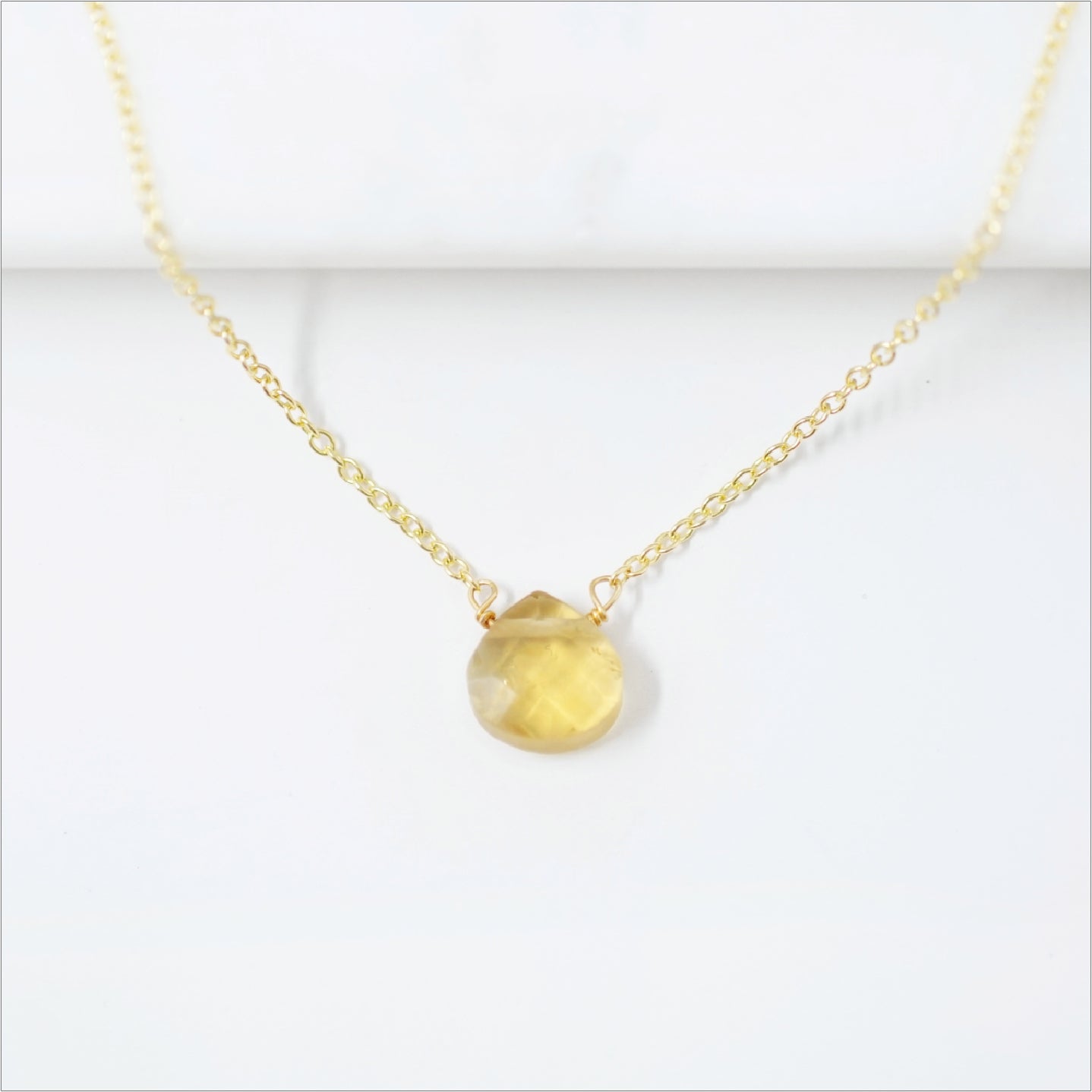 Genuine Birthstone Necklace - Gemstone Teardrop Necklace