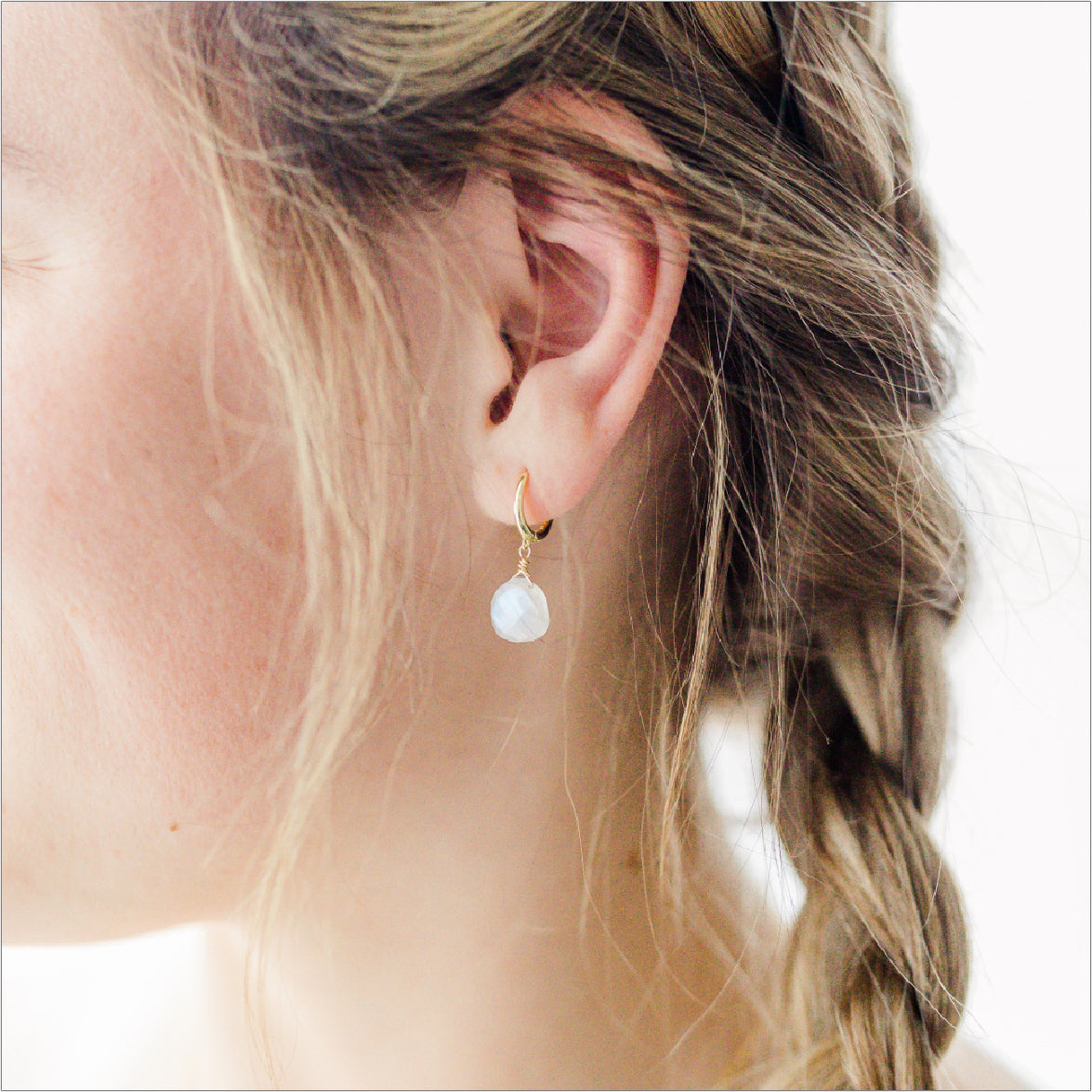 Rose Quartz Hoop Earrings - October Birthstone Jewelry