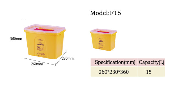 Plastic Disposal Sharp Containers/Medical Waste Bins 15L