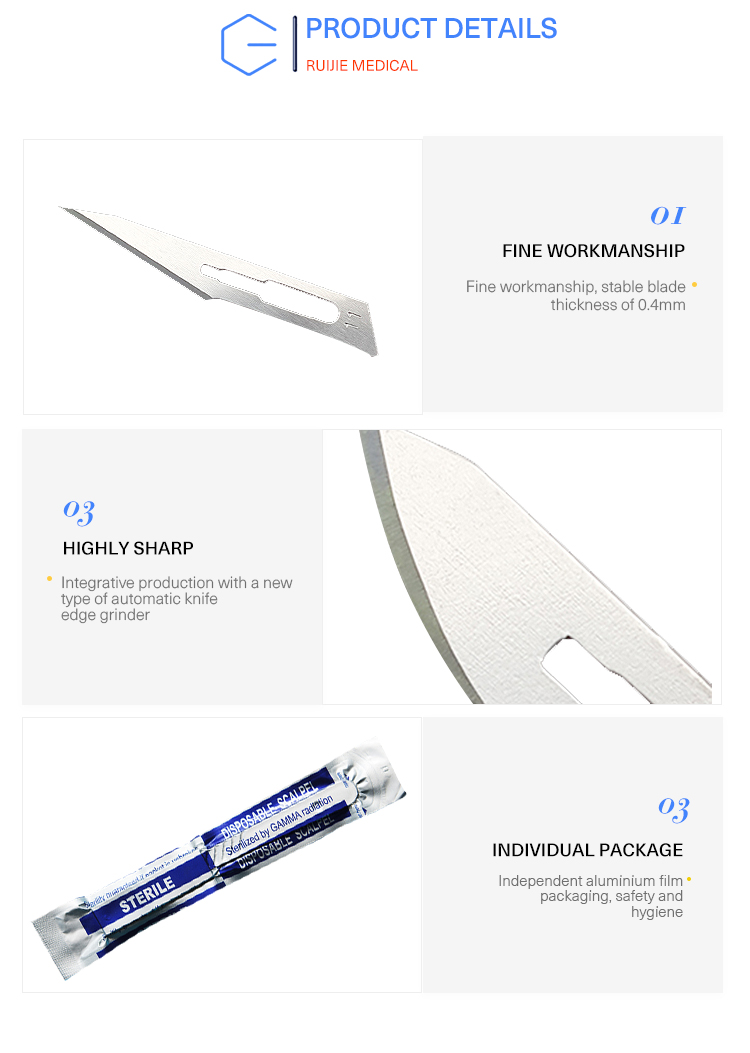 Surgical Products Disposable Medical Surgical Safety Blade Scalpel with Handle