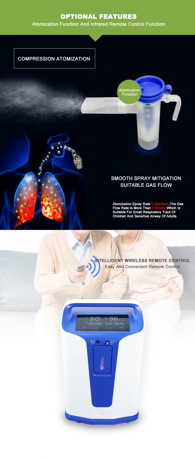 CE 96% High Purity 5L 10L Portable Oxygen Concentrator MOQ:1PCS