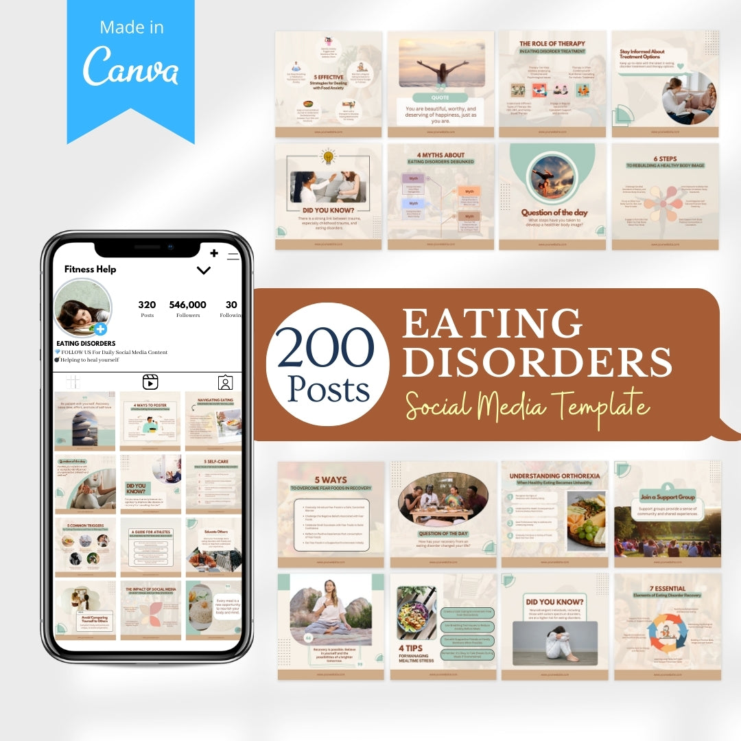 200 Eating Disorders Posts - Social Media Templates