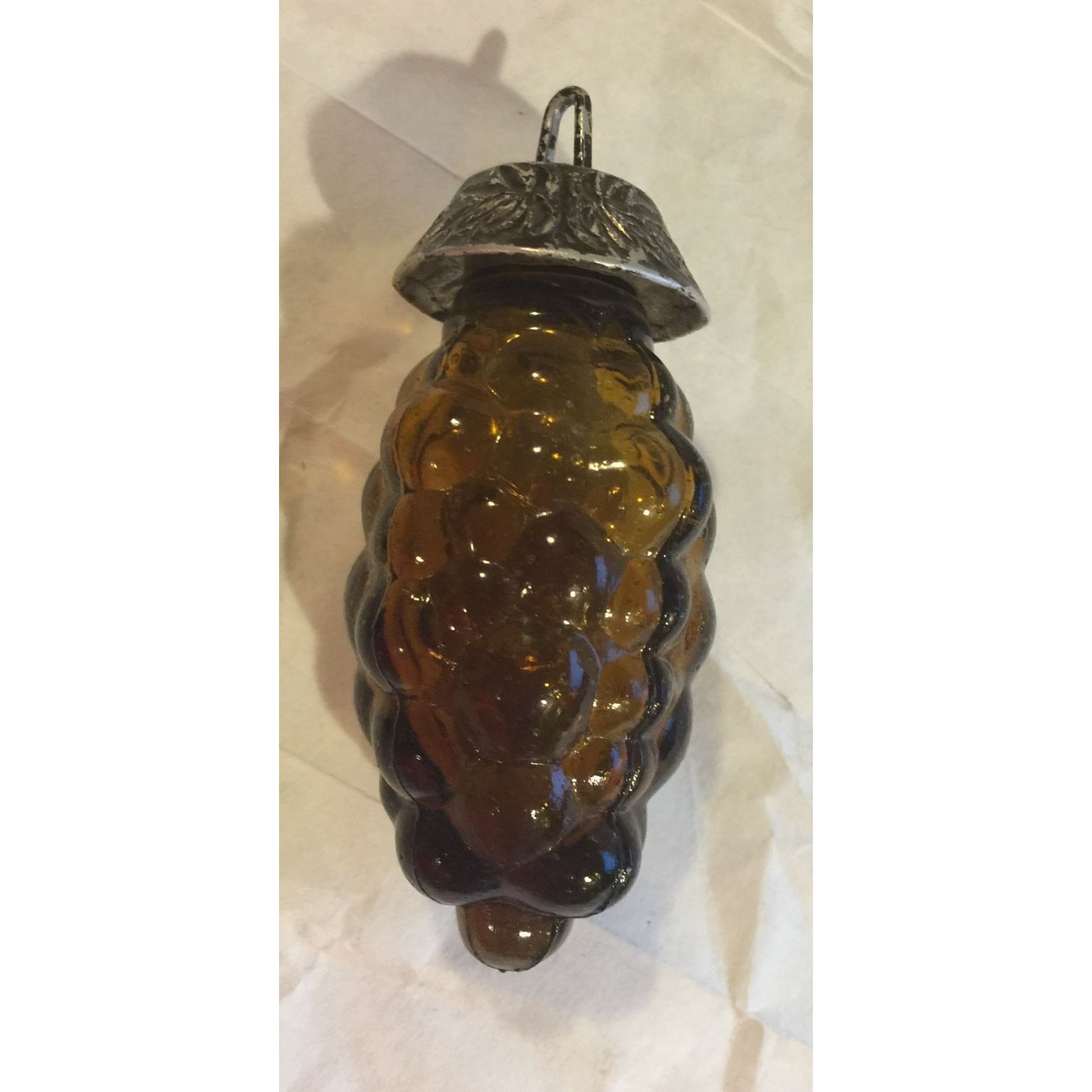 Vintage Amber Grape Cluster Glass Salt Shaker OR Ornament-Can be used as either