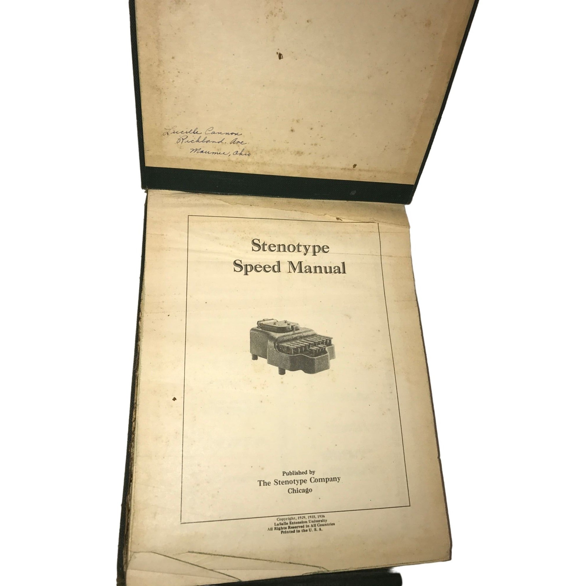 Stenotype Speed Manual 1936 - Vintage typing textbook- Published by The Stenotype Company