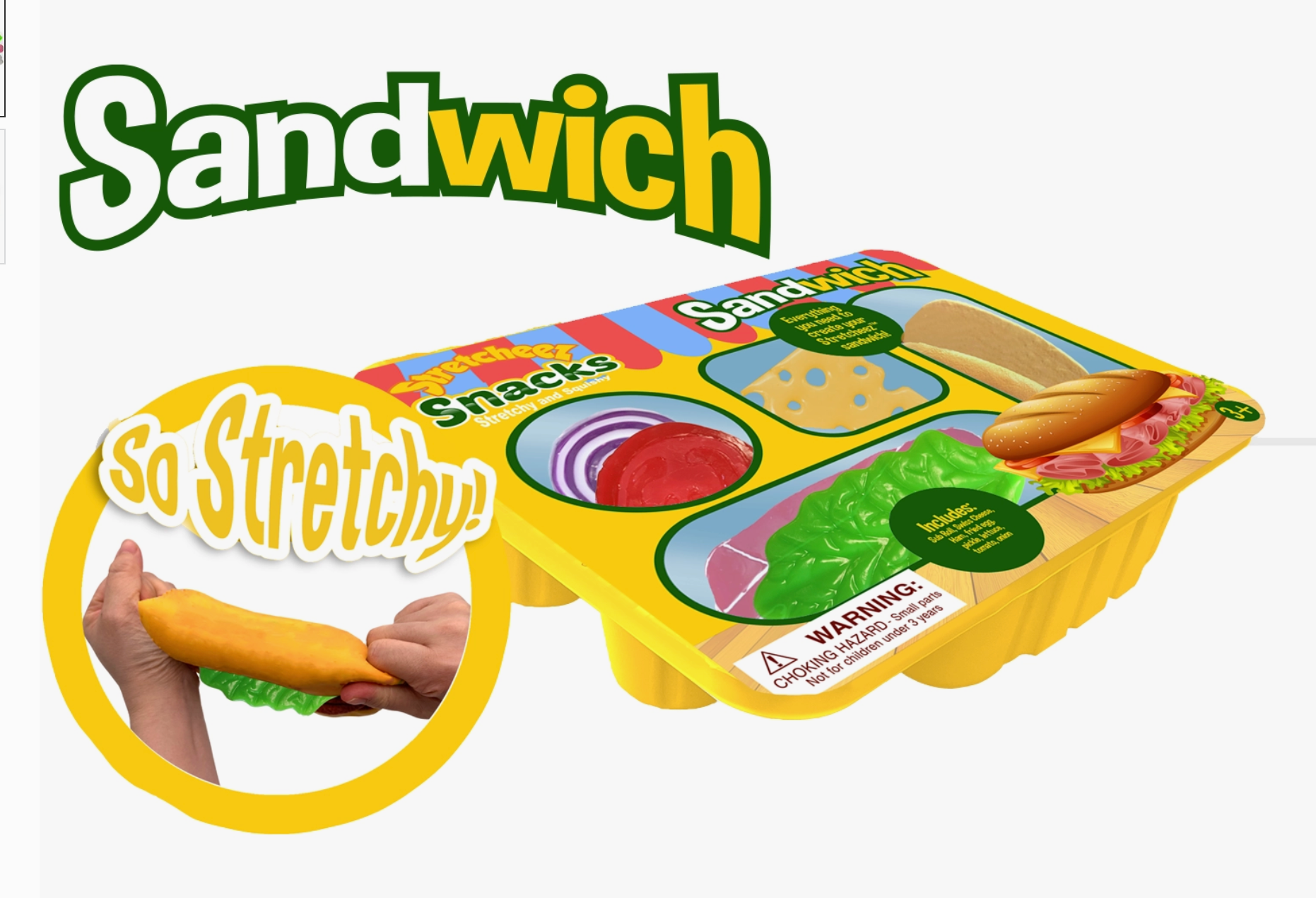 Stretcheez Fidget Snack SANDWICH Play Food for Kids - Make Your Own Stretchy Sandwich!