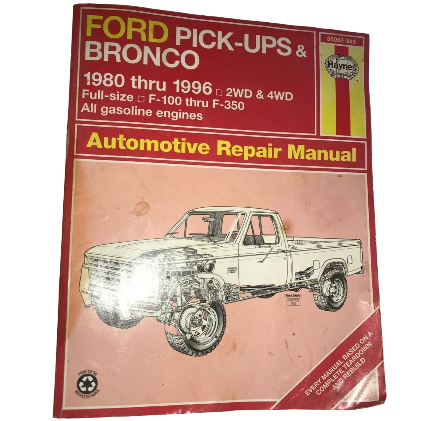 Automotive Repair Service Haynes Ford Pick-Ups & Bronco 1980-1996 Manual