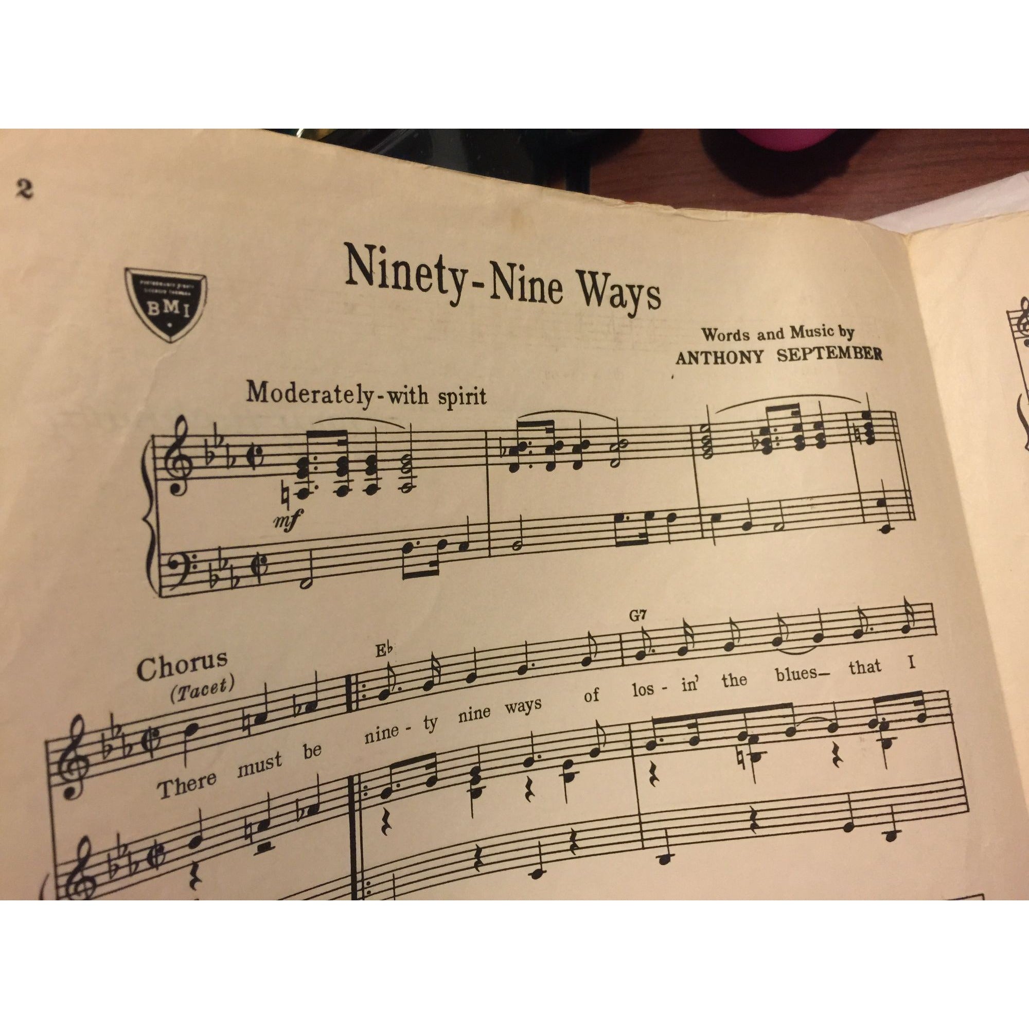 Tab Hunter - Original 1957 Ninety Nine Ways Sheet Music