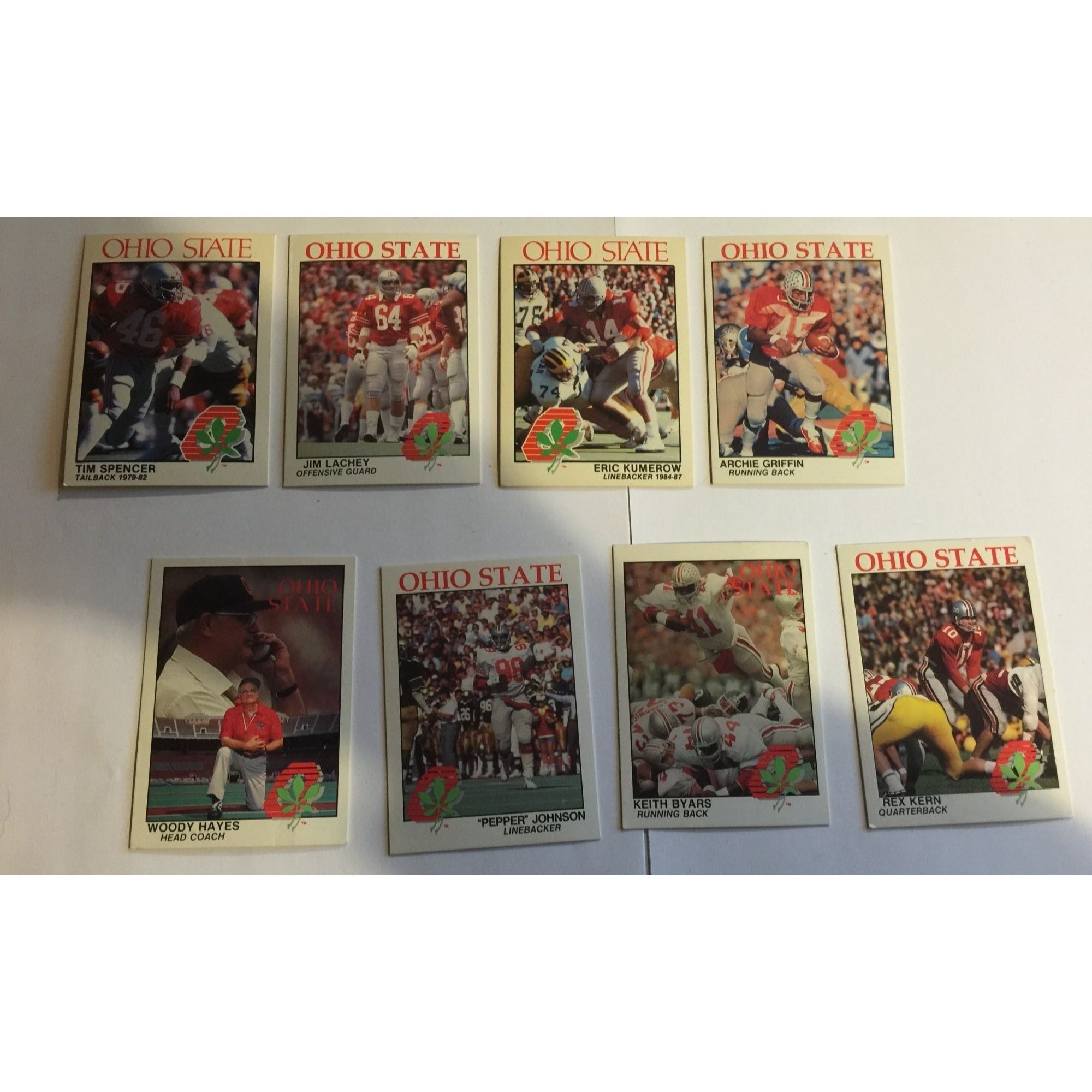 Vintage Collectible Ohio State Football Cards (8) - Kroger & WBNS 10 TV