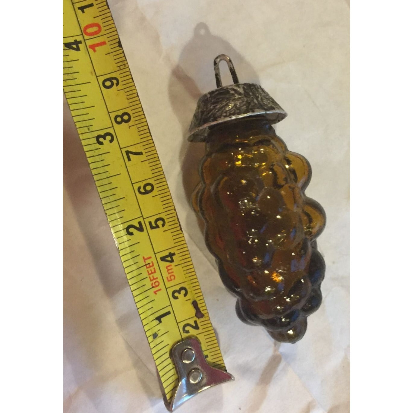 Vintage Amber Grape Cluster Glass Salt Shaker OR Ornament-Can be used as either