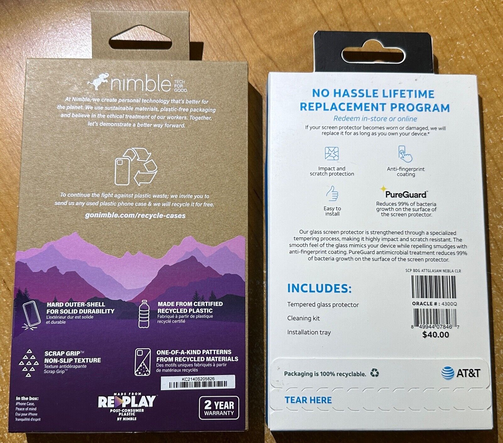 Nimble Spotlight Recycled Case for iPhone 13 (6.1) & AT&T Glass Screen Protector