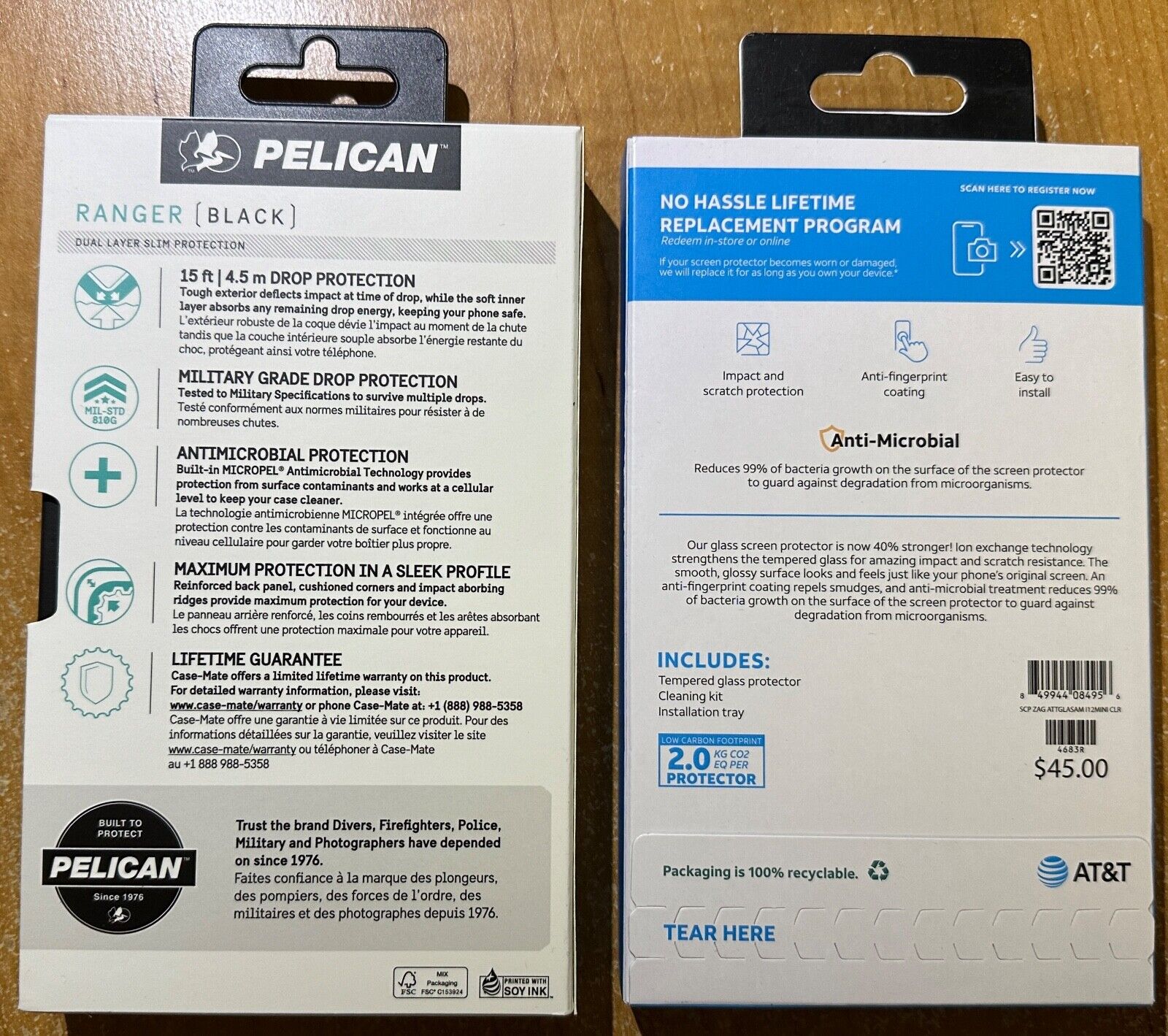 Pelican Ranger Slim Case & AT&T Glass Screen Protector for iPhone 12 Mini (5.4