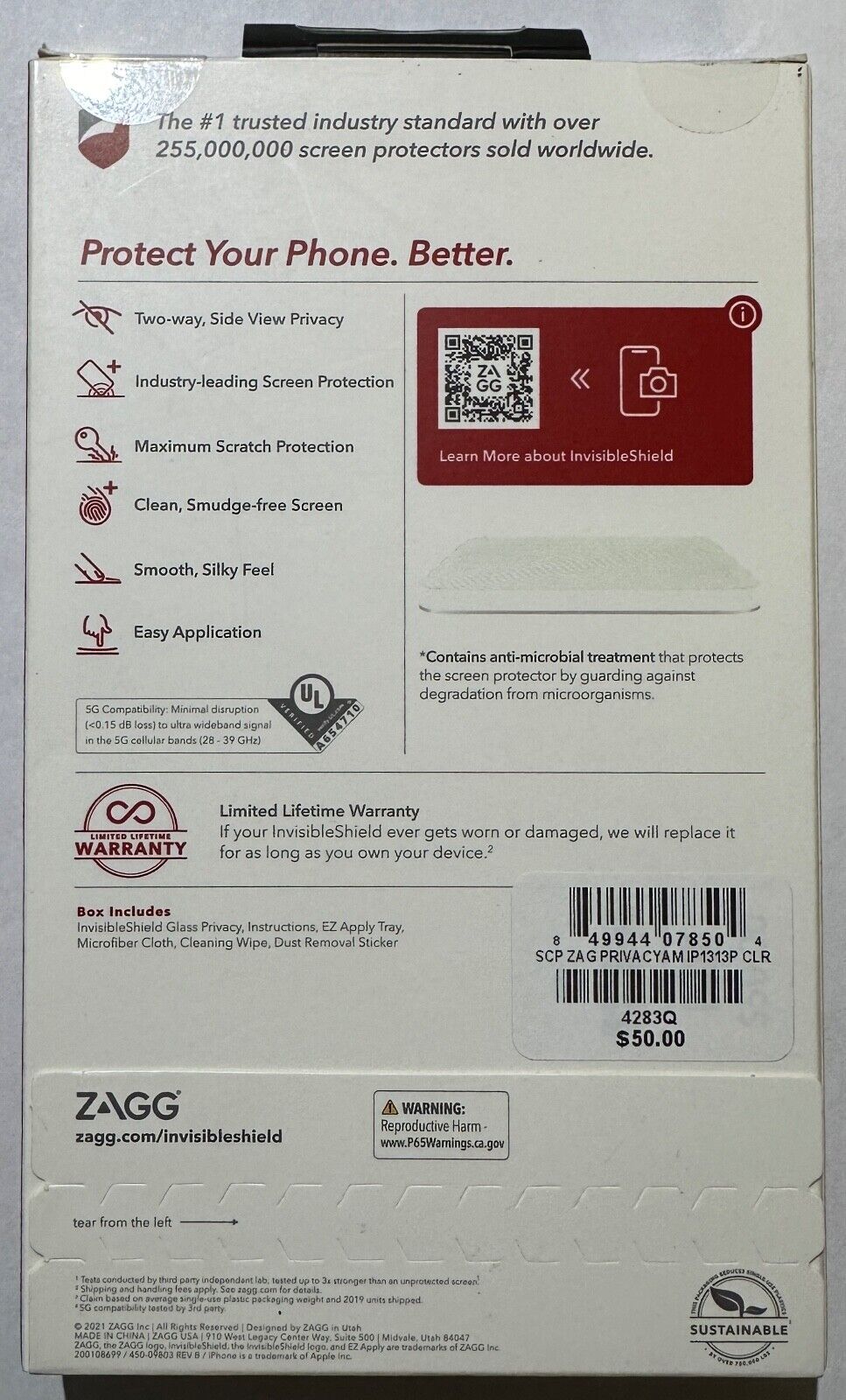 ZAGG Glass Privacy Tinted Screen Protector for Apple iPhone 13 / 13 Pro (6.1