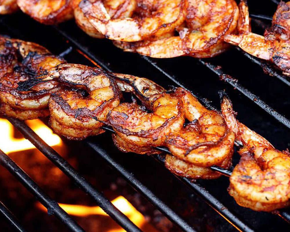 Grilled Shrimp Skewers on the Charcoal Grill