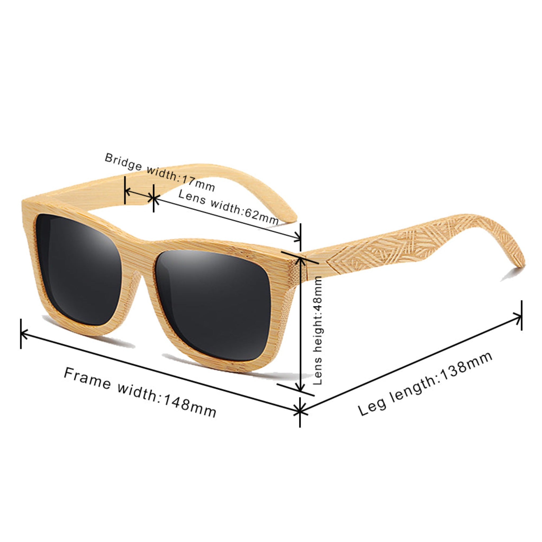 Bali-Black Lens Bamboo Sunglasses