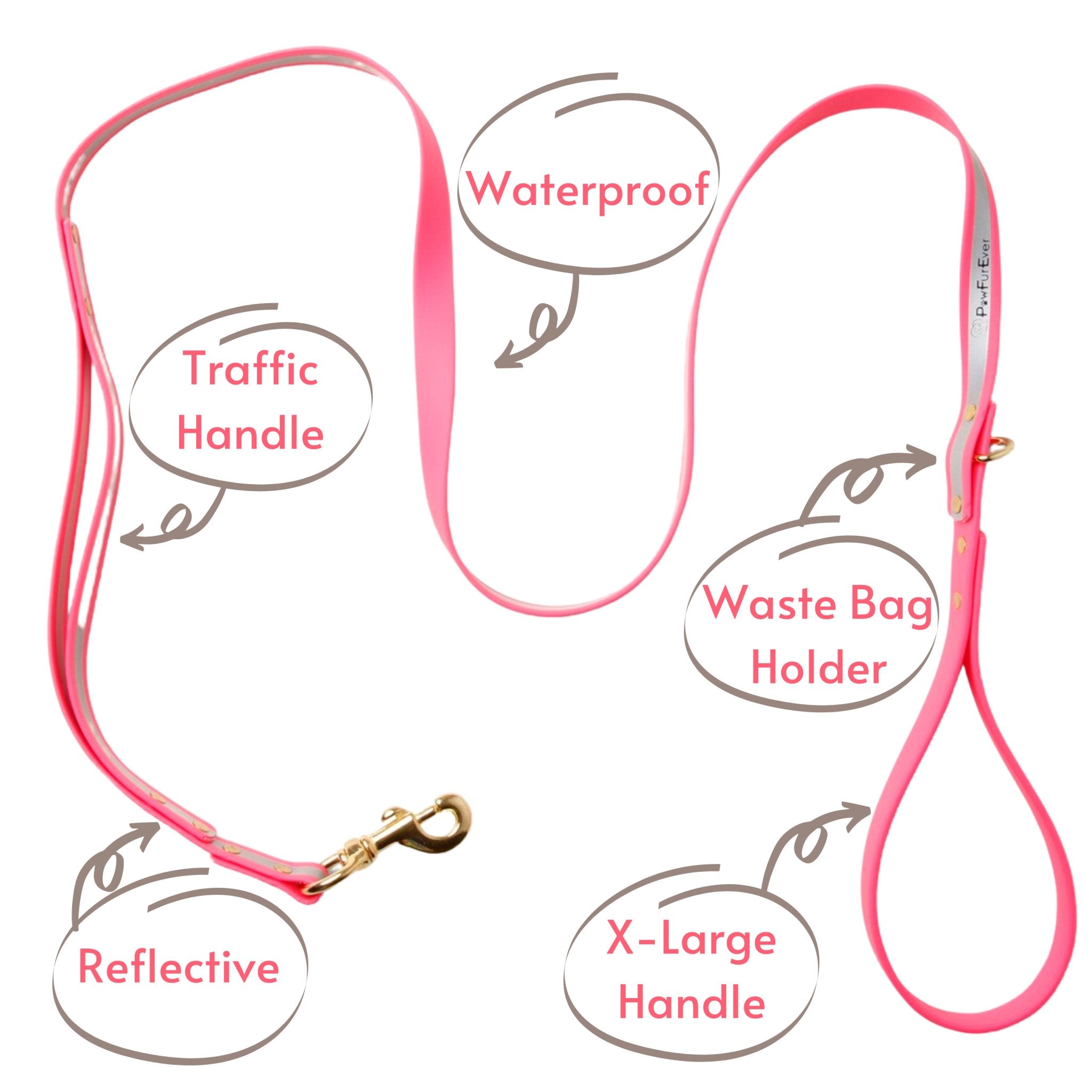 Biothane Dog Leashes (Pink - Reflective)