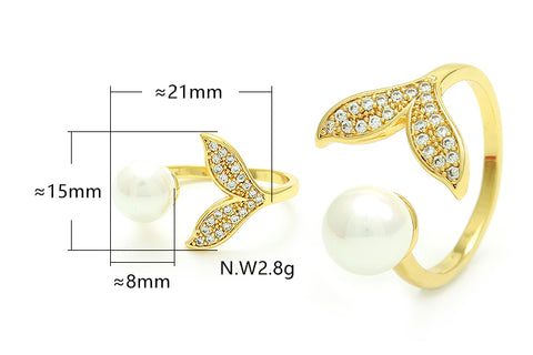 Anel sereia ajustável com pérola no atacado