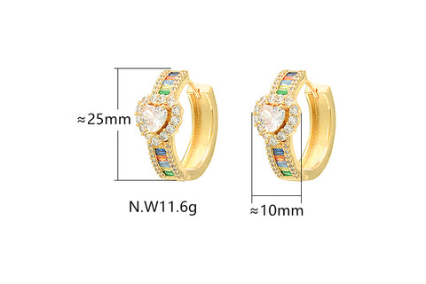 Argola cravejada com zircônia de coração