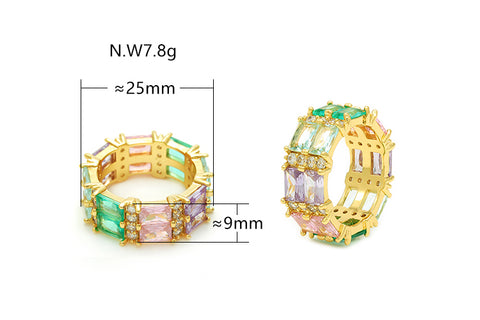 Anel Carrê de Luxo cravejado no atacado