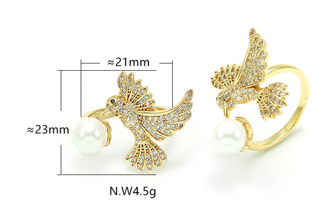 Anel Pássaro com Pérola No Atacado