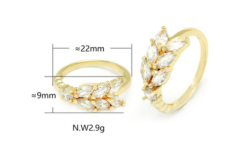 Anel folhagem de zircônias no atacado