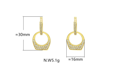 Argola click cravejada com pingente estilo anel no atacado