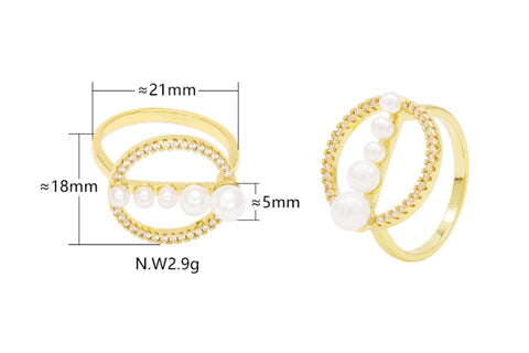 Anel vazado cravejado com pérolas no atacado