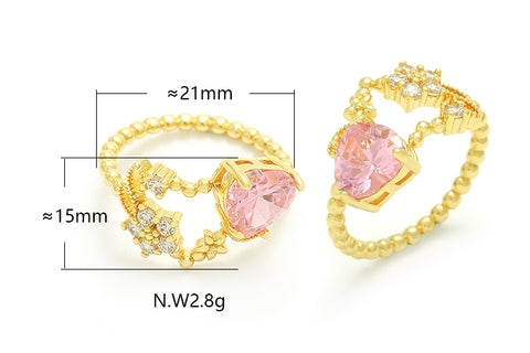 Anel aro de bolinhas com coração e estrela no atacado